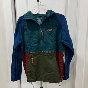 L.L. Bean Colorblock Windbreaker Jacket - Blue, Green, Red